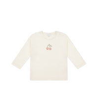 Pima Cotton Arnold Long Sleeve Top - Parchment Petite Cherry Childrens Top from Jamie Kay USA