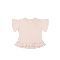 Pima Cotton Courtney Ruffle Top - Dainty Pink Childrens Top from Jamie Kay USA