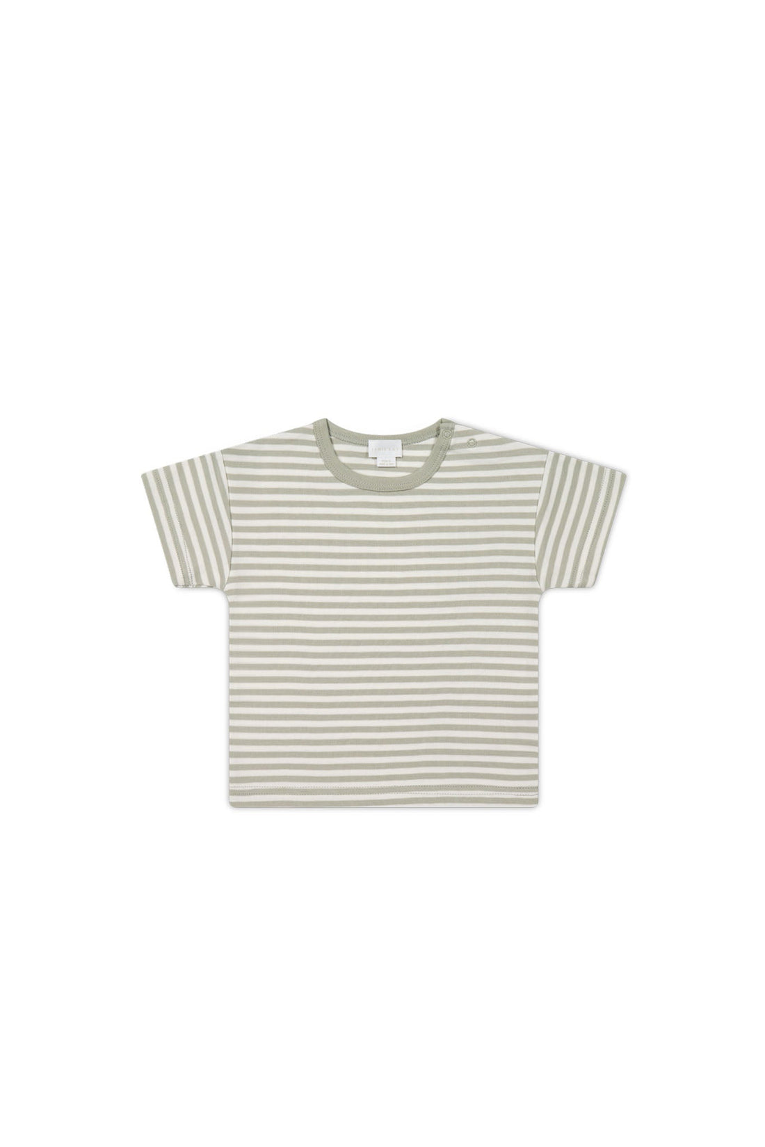 Pima Cotton Hunter Tee - Narrow Stripe Moss/Cloud Childrens Top from Jamie Kay USA