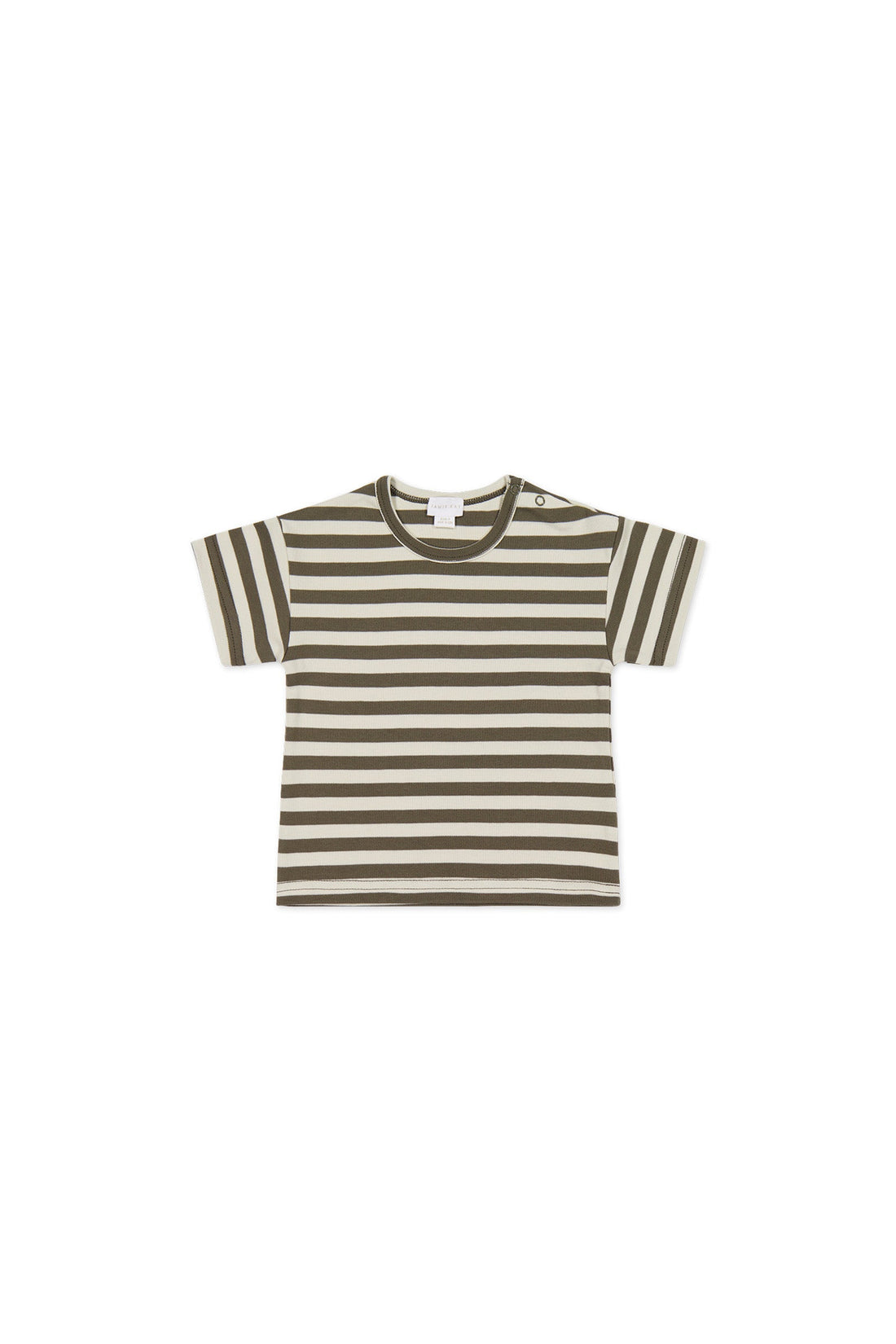 Pima Cotton Hunter Tee - Oliver Stripe Pinecone/Cassava Childrens Top from Jamie Kay USA