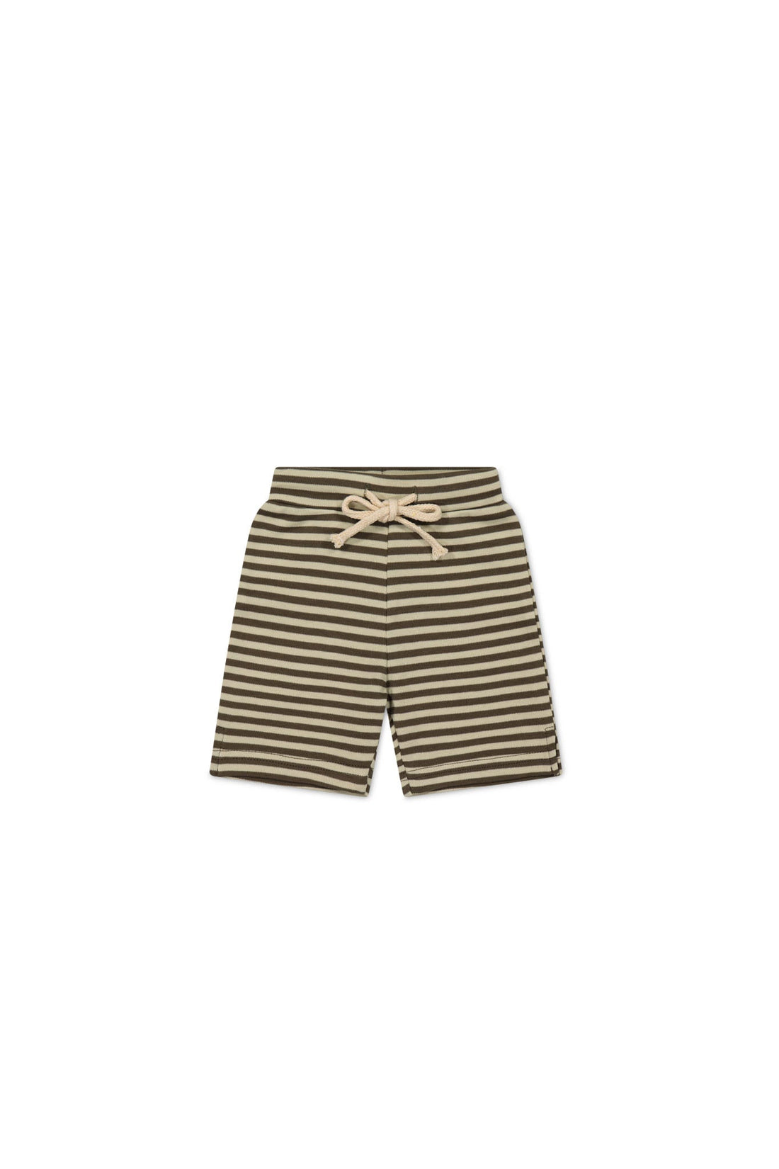 Pima Cotton Marley Short - Narrow Stripe Brownie/Biscuit Childrens Short from Jamie Kay USA