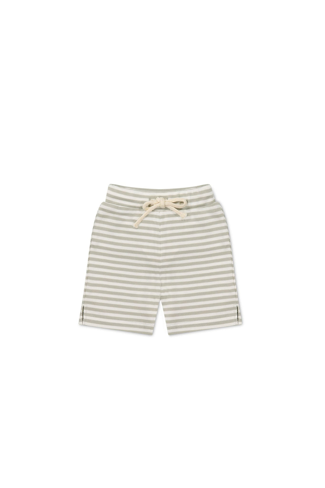 Pima Cotton Marley Short - Narrow Stripe Moss/Cloud Childrens Short from Jamie Kay USA