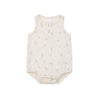 Pima Cotton Noah Playsuit - Fable Deer Cloud Childrens Playsuit from Jamie Kay USA