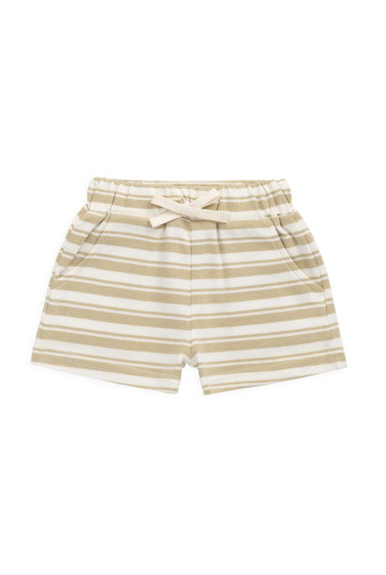 Pima Cotton Wesley Short - Double Stripe Hay/Cloud Childrens Shorts from Jamie Kay USA