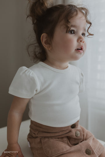 Pima Cotton Tasha Short Sleeve Bodysuit - Milk Childrens Bodysuit from Jamie Kay USA