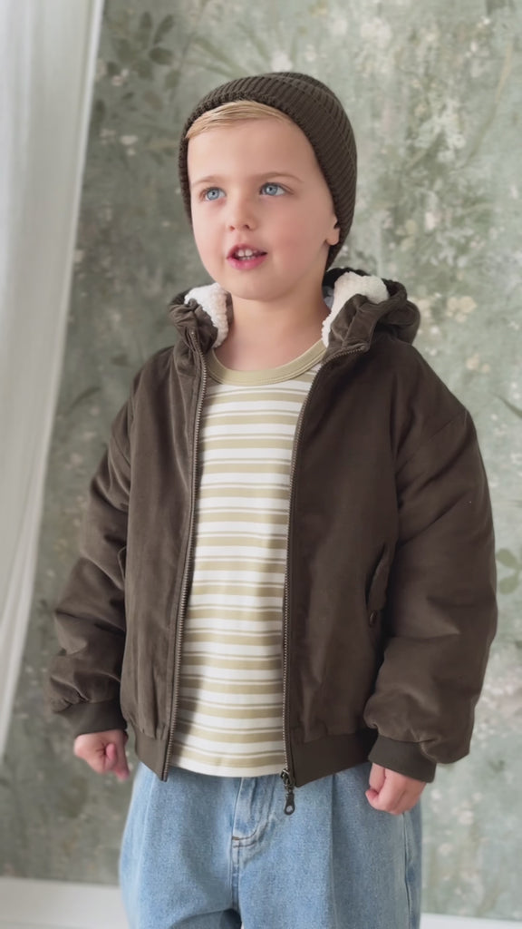 Alastair Jacket - Deep Olive Childrens Jacket from Jamie Kay USA