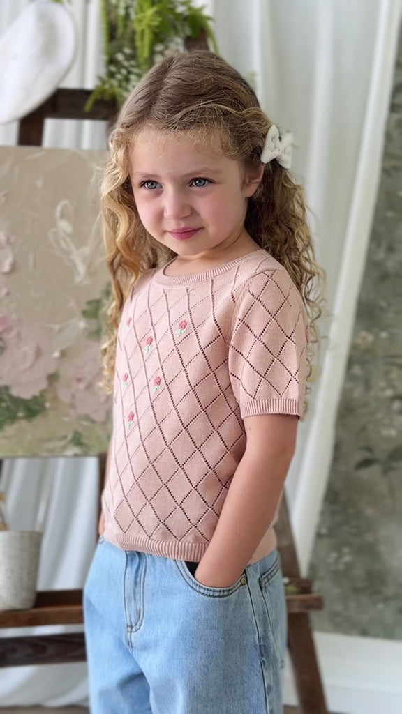 Alexandra Top - Rose Mist Alexandra Flower Childrens Top from Jamie Kay USA