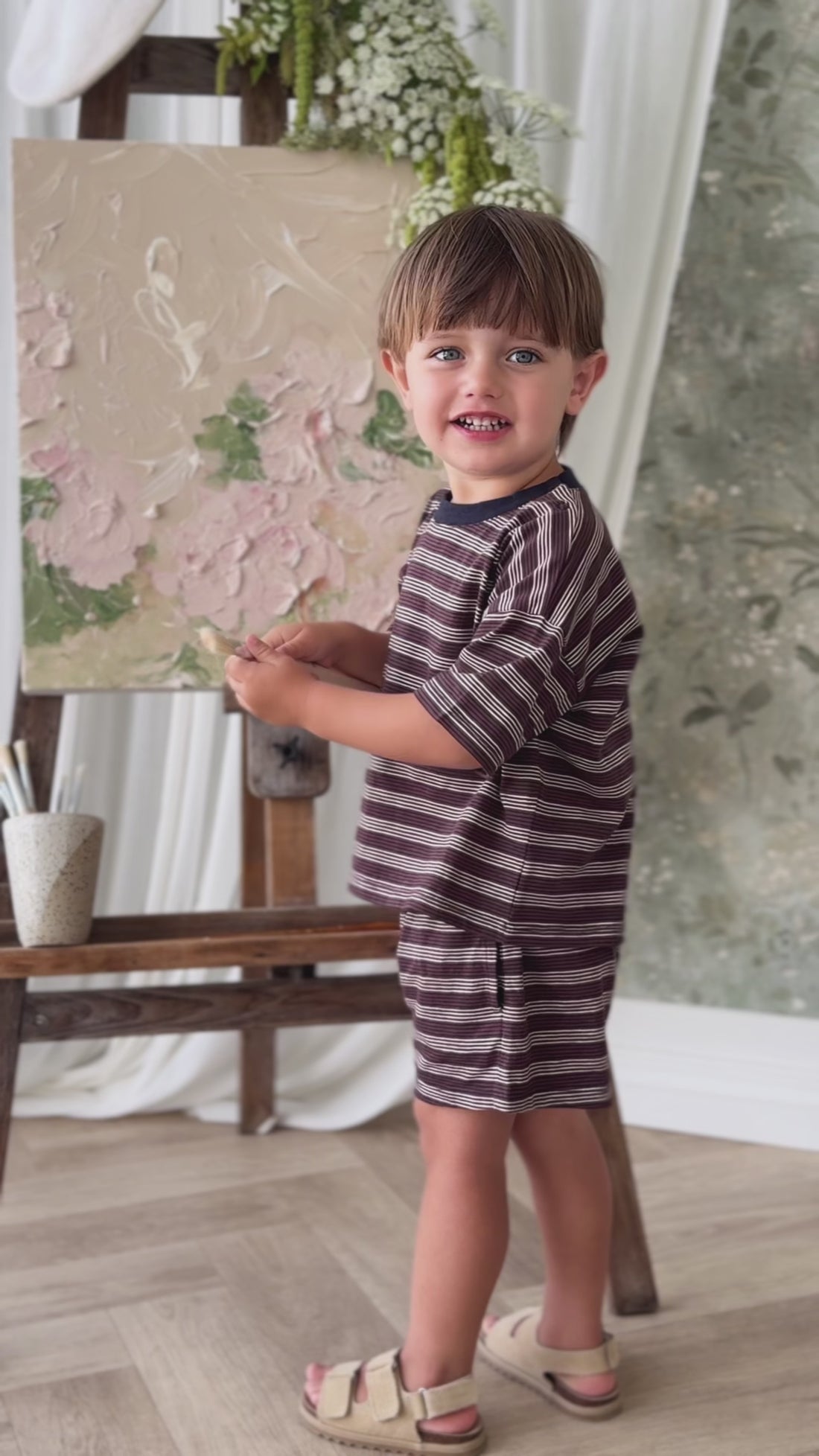 Slub Cotton Iver Short - Regal Stripe Childrens Shorts from Jamie Kay USA