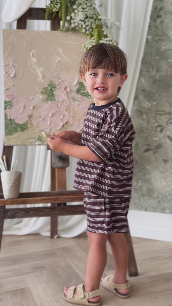 Slub Cotton Iver Short - Regal Stripe Childrens Shorts from Jamie Kay USA