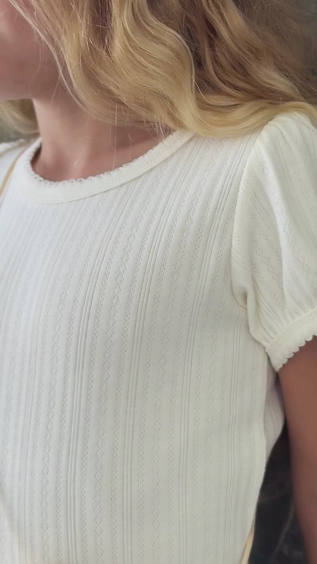 Organic Cotton Pointelle Rhea Top - Parchment Childrens Top from Jamie Kay USA