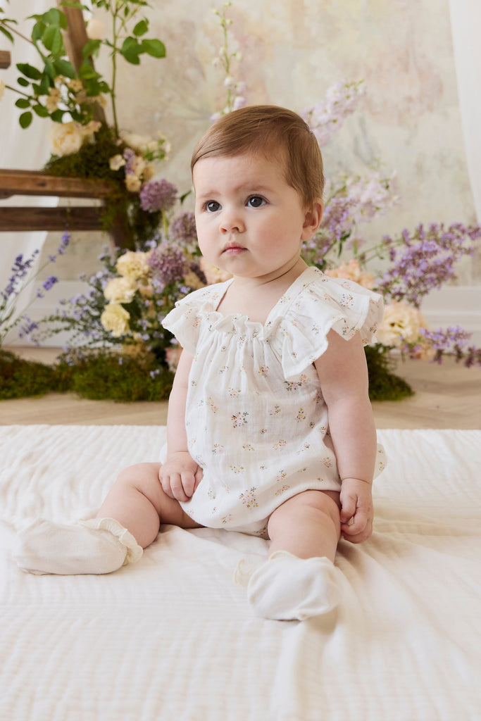 Organic Cotton Muslin Harriet Playsuit - Ayla Whisper Childrens Playsuit from Jamie Kay USA