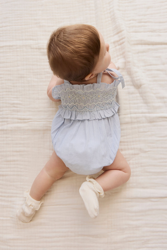 Organic Cotton Desiree Playsuit - Petite Check Childrens Playsuit from Jamie Kay USA