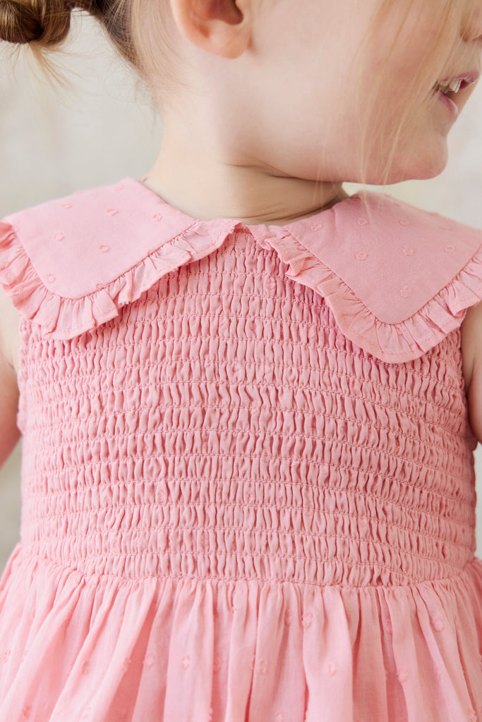 Organic Cotton Claudine Dress - Swiss Pink Childrens Dress from Jamie Kay USA