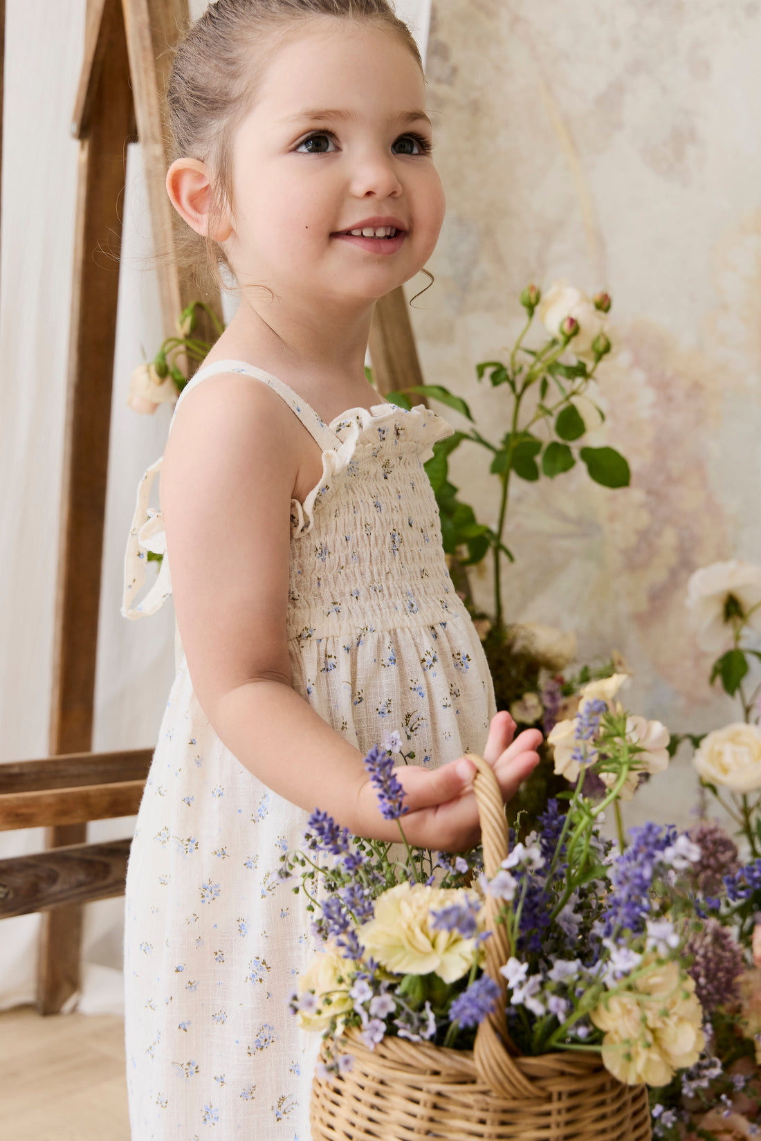 Organic Cotton Arabella Jumpsuit - Juniper Fields Blue Childrens Jumpsuit from Jamie Kay USA