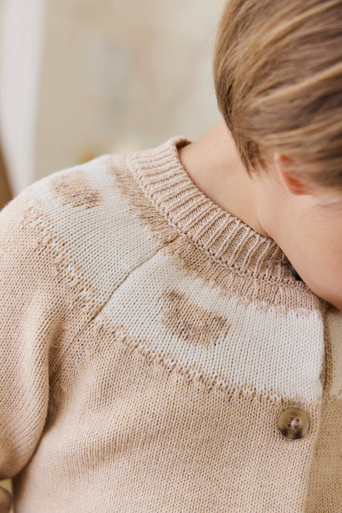 Riley Cardigan - Riley Jacquard - Wheaten Marle Childrens Cardigan from Jamie Kay USA