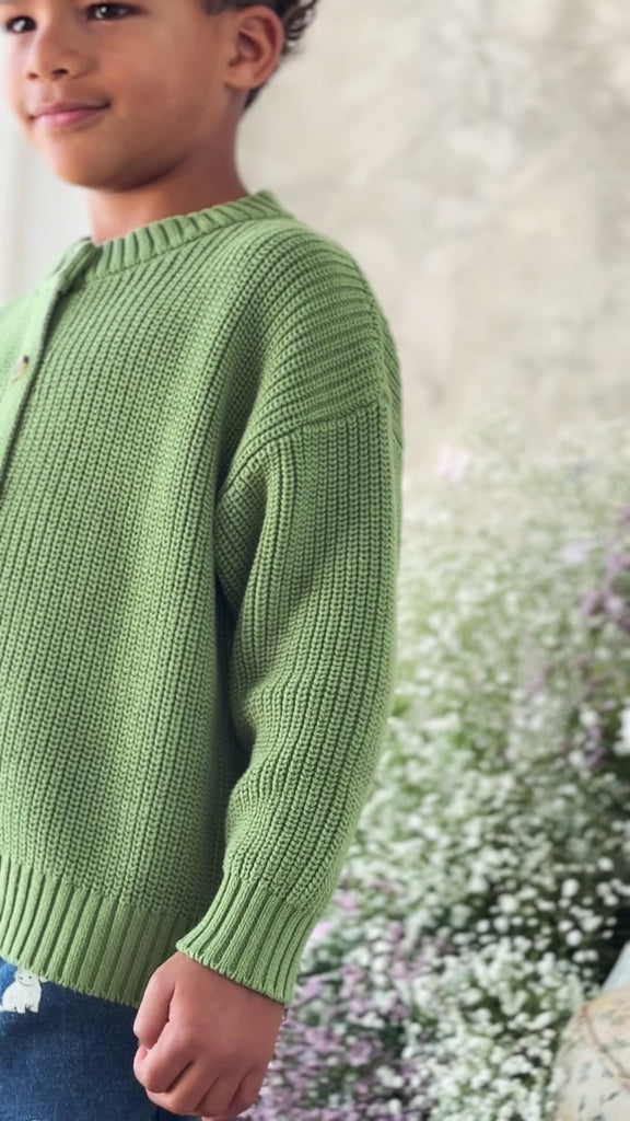 Johan Knitted Cardigan - Matcha Childrens Cardigan from Jamie Kay USA