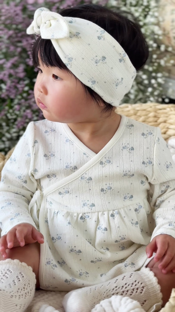 Organic Cotton Pointelle Clemence Wrap Top - Molly Blue Childrens Top from Jamie Kay USA
