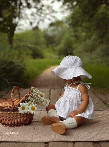 Organic Cotton Noelle Hat - Marguerite Egret Childrens Hat from Jamie Kay USA