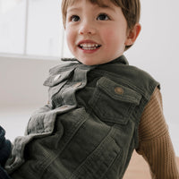Reece Cord Vest - Fog Childrens Vest from Jamie Kay USA
