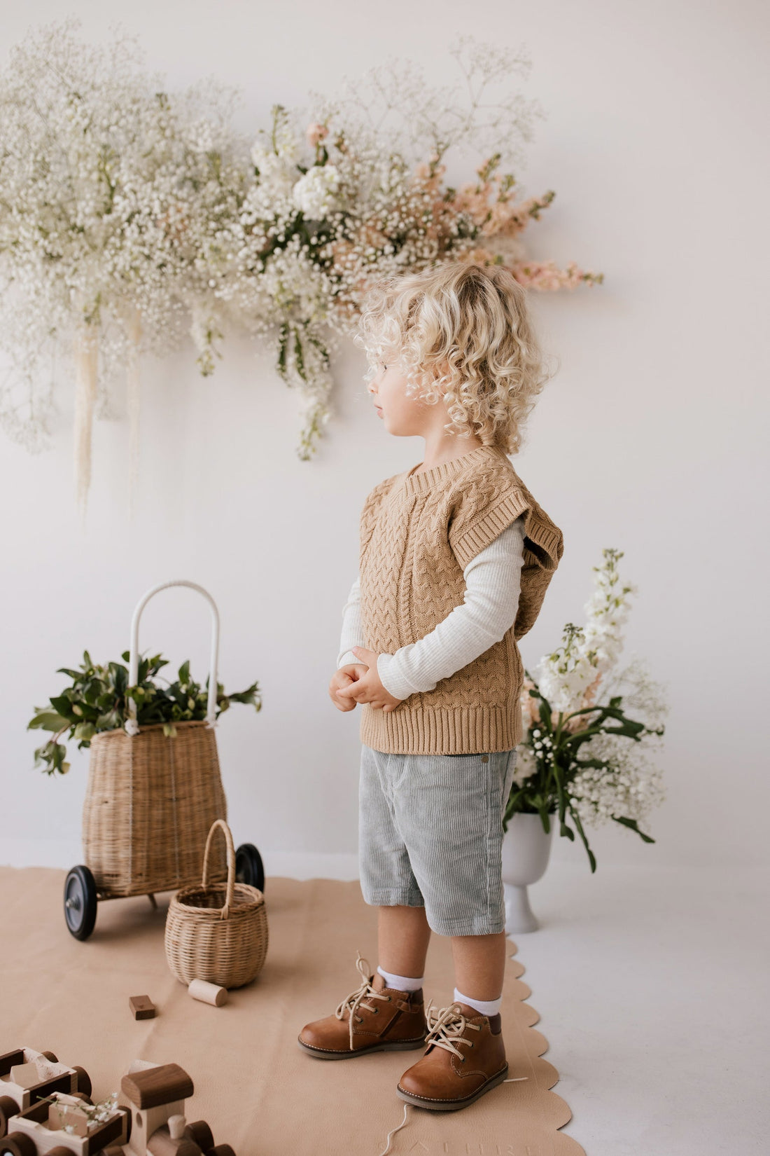 Leo Knitted Vest - Latte Marle Childrens Knitwear from Jamie Kay USA