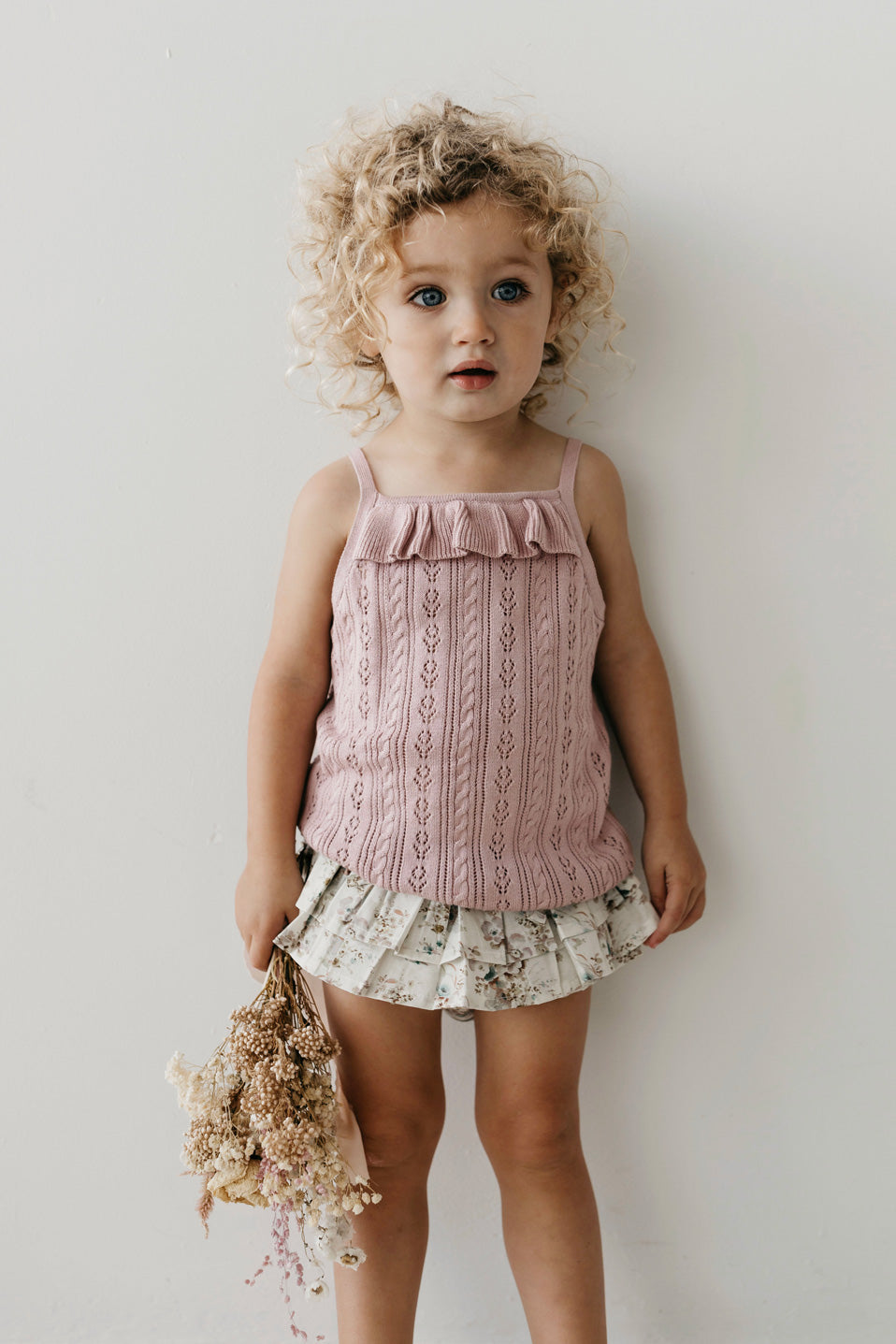 Avril Knit Singlet - Powder pink girls knitted singlet from Jamie Kay