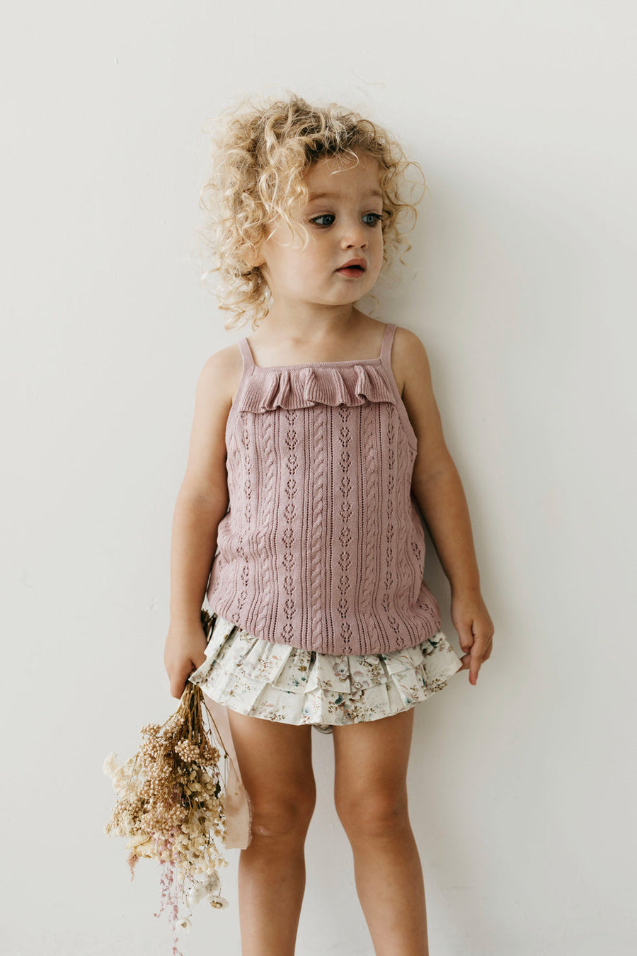 Avril Knit Singlet - Powder pink girls knitted singlet from Jamie Kay