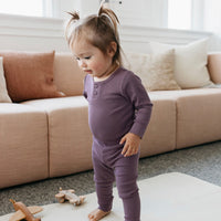 Organic Cotton Modal Elastane Long Sleeve Bodysuit  - Mauve - Baby Bodysuit from Jamie Kay