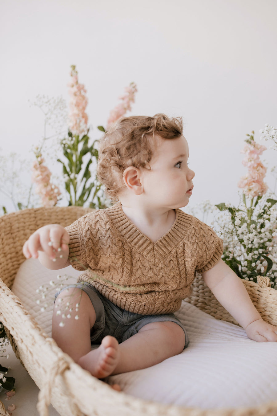 Leo Knitted Vest - Latte Marle Childrens Knitwear from Jamie Kay USA