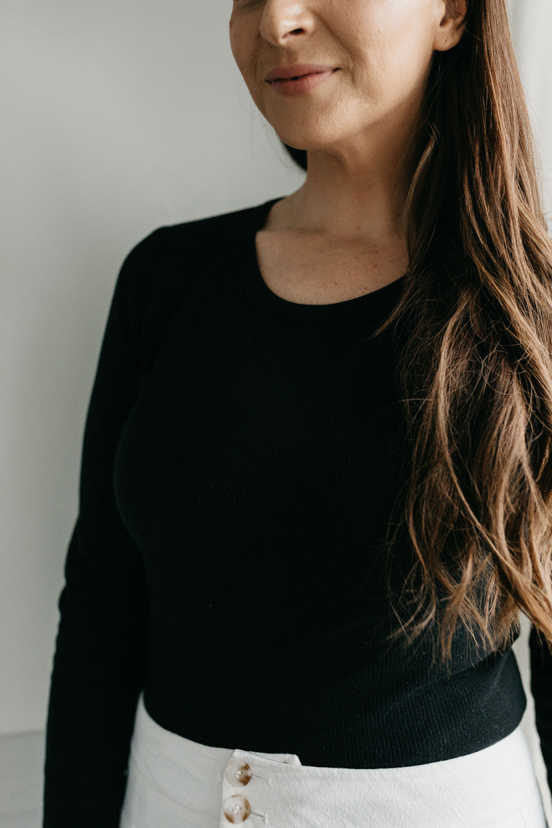 Organic Cotton Fine Rib Long Sleeve Bodysuit - Milk – Jamie Kay NZ