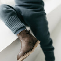 Leather Boot with Elastic Side - Espresso