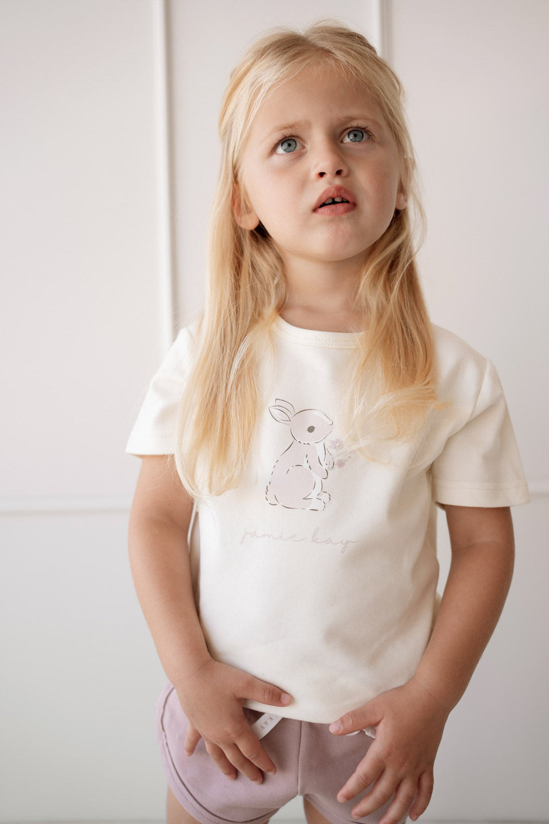 Pima Cotton Aude Oversized Tee - Parchment Childrens Top from Jamie Kay USA