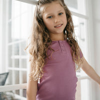 Organic Cotton Modal Henley Tee - Berry Jam Childrens Top from Jamie Kay USA