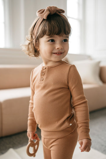 Organic Cotton Modal Long Sleeve Henley - Desert Childrens Top from Jamie Kay USA