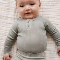 Organic Cotton Modal Long Sleeve Bodysuit - Rye Childrens Bodysuit from Jamie Kay USA