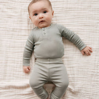 Organic Cotton Modal Long Sleeve Bodysuit - Rye Childrens Bodysuit from Jamie Kay USA