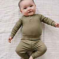 Organic Cotton Modal Long Sleeve Bodysuit - Herb Childrens Bodysuit from Jamie Kay USA