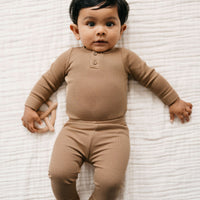 Organic Cotton Modal Long Sleeve Bodysuit - Honeycomb Childrens Bodysuit from Jamie Kay USA