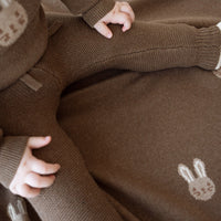 Bunny Knitted Blanket - Sepia Marle Childrens Blanket from Jamie Kay USA