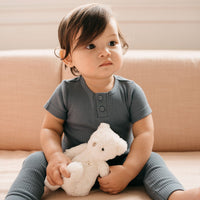 Organic Cotton Modal Darcy Rib Tee Bodysuit - Stormy Night Childrens Bodysuit from Jamie Kay USA