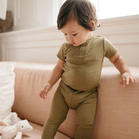 Organic Cotton Modal Darcy Rib Tee Bodysuit - Herb Childrens Bodysuit from Jamie Kay USA