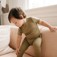 Organic Cotton Modal Darcy Rib Tee Bodysuit - Herb Childrens Bodysuit from Jamie Kay USA