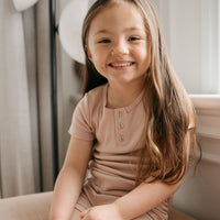Organic Cotton Modal Henley Tee - Dusky Rose Childrens Top from Jamie Kay USA
