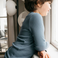 Organic Cotton Modal Long Sleeve Henley - Stormy Night Childrens Top from Jamie Kay USA