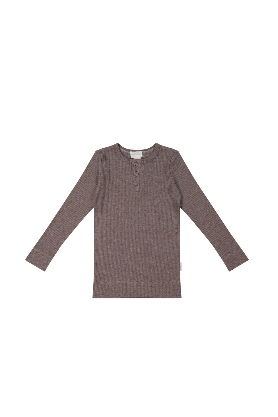 Organic Cotton Modal Long Sleeve Henley - Truffle Marle Childrens Top from Jamie Kay USA