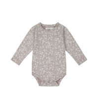 Organic Cotton Long Sleeve Bodysuit - Greta Floral Bark Childrens Bodysuit from Jamie Kay USA