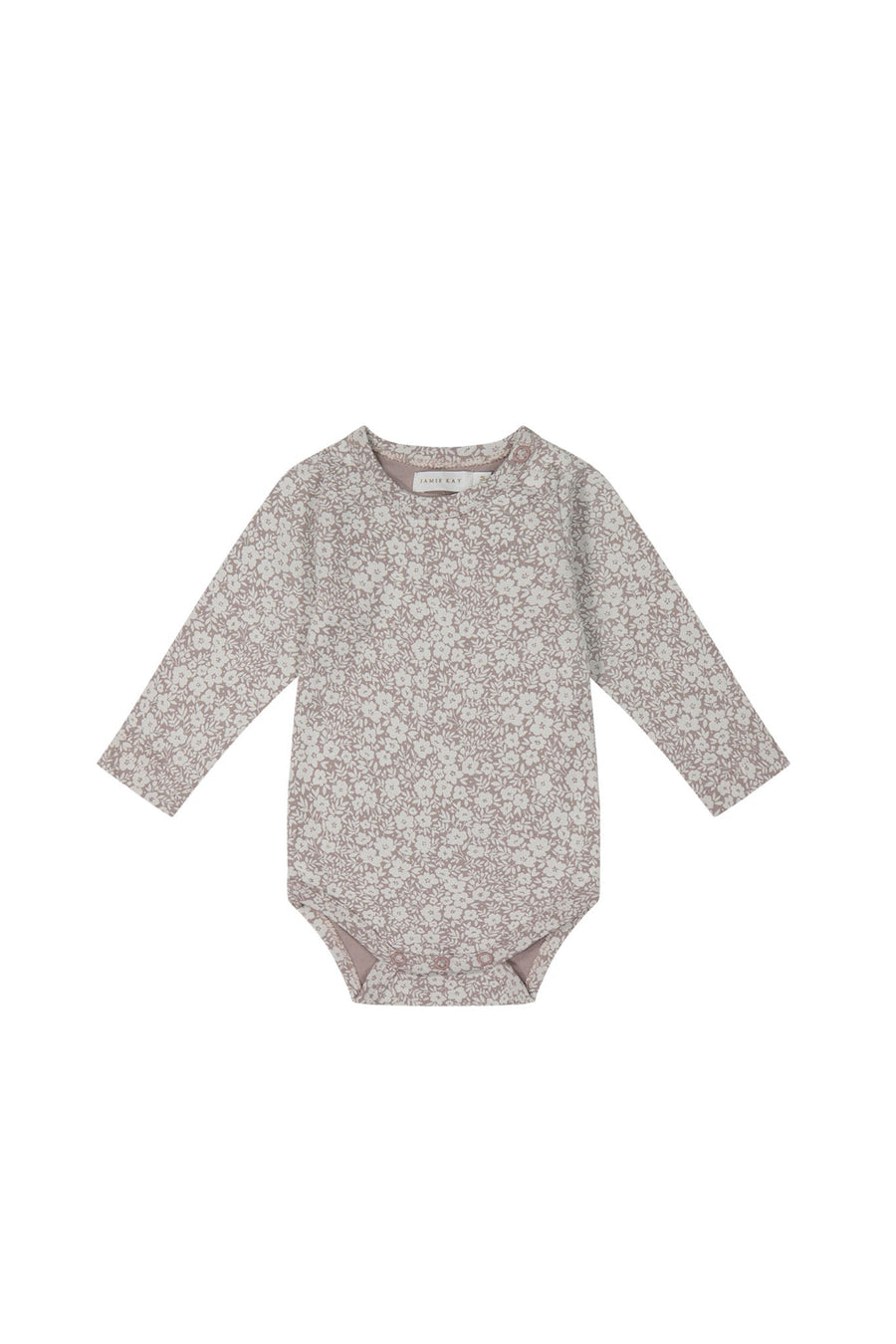 Organic Cotton Long Sleeve Bodysuit - Greta Floral Bark Childrens Bodysuit from Jamie Kay USA