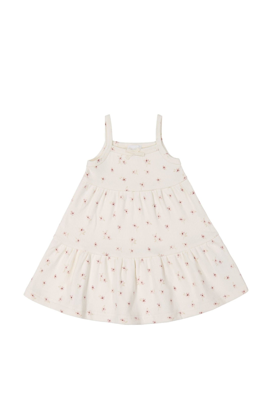 Organic Cotton Fine Rib Matilda Dress - Simple Flowers Egret – Jamie Kay USA