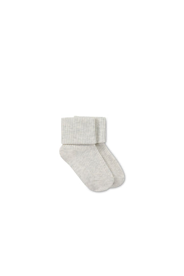 Classic Rib Sock - Light Oatmeal Marle Childrens Sock from Jamie Kay USA