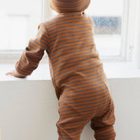 Organic Cotton Modal Gracelyn Zip Onepiece - Narrow Stripe Ginger Childrens Onepiece from Jamie Kay USA