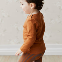 Organic Cotton Modal Elastane Legging - Narrow Stripe Ginger Childrens Legging from Jamie Kay USA
